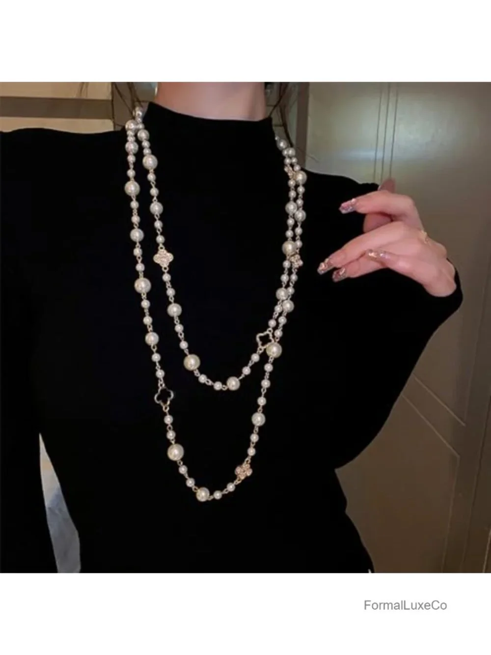 Layered Pearl Necklace for Women Vintage Double Strand Wedding Jewelry